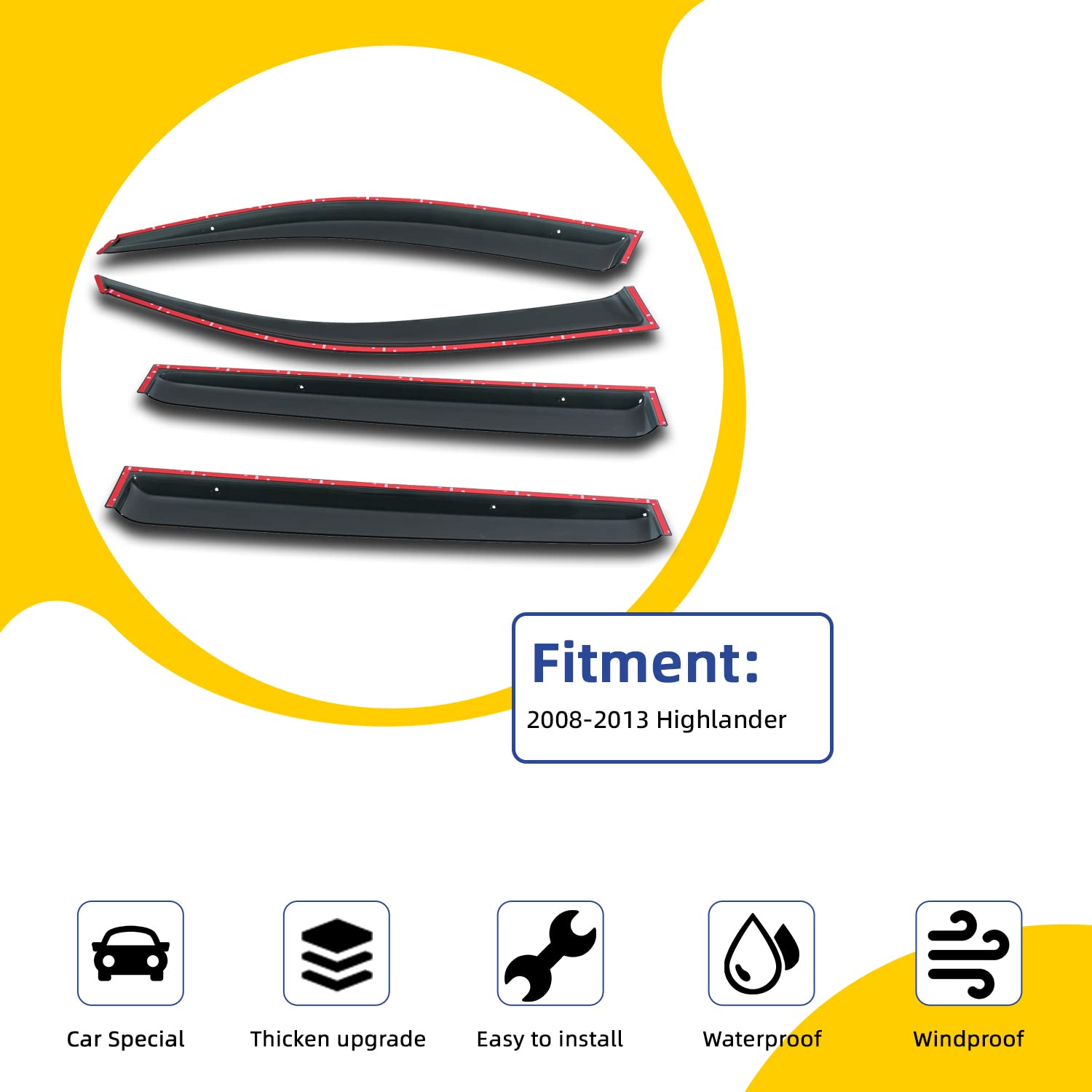 Amazon.co.jp: PLDDE JDM スモークティントウィンドウバイザー 4個 08